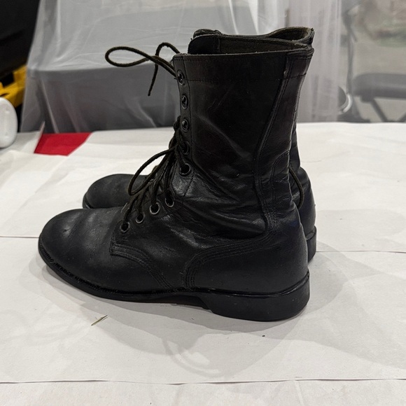 Classic Black Leather Combat Boots main image 4